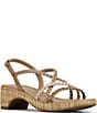 Donald Pliner Rosalie Braided Patent Raffia Slingback Block Heel Sandals - Image 1