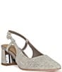 Color:Pewter - Image 1 - Song Textured Metallic Leather Slingback Dress Pumps