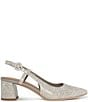 Color:Pewter - Image 2 - Song Textured Metallic Leather Slingback Dress Pumps