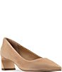 Donald Pliner Talani Suede Pointed Toe Block Heel Pumps - Image 1