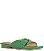 Color:Emerald - Image 1 - Tracie Lizard Print Leather Buckle Slides