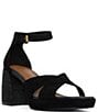 Color:Black - Image 1 - Trista Distressed Leather Ankle Strap Dress Sandals
