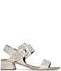 Color:Pewter - Image 2 - Vixi Tumbled Metallic Leather Buckle Detail Sandals