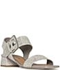 Color:Pewter - Image 1 - Vixi Tumbled Metallic Leather Buckle Detail Sandals