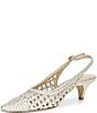 Donald Pliner Woven Leather Kitten Heel Slingback Pumps - Image 4