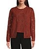 Donna Karan Abstract Floral Round Neck Long Sleeve Cardigan - Image 1