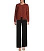 Donna Karan Abstract Floral Round Neck Long Sleeve Cardigan - Image 4