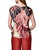 Donna Karan Abstract Geo Burnout Crew Neck Cap Sleeve Top - Image 2