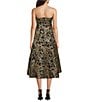 Donna Karan Abstract Print Novelty Metallic Brocade Strapless Midi Gown With Pockets, Color:Black/Sand Multi - Image 2