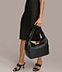 Donna Karan Amagansett Shoulder Bag, Color:Black/Gold - Image 6