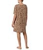 Color:Brown Animal - Image 2 - Animal Print Short Sleeve V-Neck Knit Lounge Dress