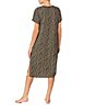 Color:Brown Print - Image 2 - Animal Print V-Neck Short Sleeve Nightgown