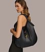 Donna Karan Baldwin Laser Cut Leather Shoulder Bag, Color:Black/Gold - Image 6