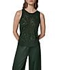 Donna Karan Beaded Geometric Pattern Crew Neck Sleeveless Sweater Tank - Image 1