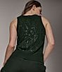 Donna Karan Beaded Geometric Pattern Crew Neck Sleeveless Sweater Tank - Image 5