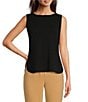 Color:Black - Image 1 - Boat Neck Sleeveless Top