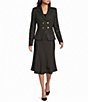 Donna Karan Boucle Notch Lapel Long Sleeve Double Breasted Blazer - Image 3