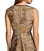 Donna Karan Brocade Crew Neck Sleeveless Metallic A-Line Midi Dress, Color:Gilded Multi - Image 6