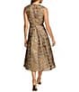 Donna Karan Brocade Crew Neck Sleeveless Metallic A-Line Midi Dress, Color:Gilded Multi - Image 2