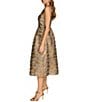 Donna Karan Brocade Crew Neck Sleeveless Metallic A-Line Midi Dress, Color:Gilded Multi - Image 3