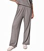 Donna Karan Brushed Knit Ribbed Elastic Waistband Wide Leg Ankle Length Coordinating Pants - Image 1