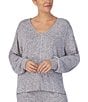 Color:Grey Heather - Image 1 - Brushed Marl Long Sleeve V-Neck Coordinating Sleep Top
