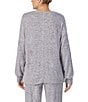 Color:Grey Heather - Image 2 - Brushed Marl Long Sleeve V-Neck Coordinating Sleep Top