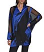 Donna Karan Brushstroke Burnout Spread Collar Long Sleeve Tunic,Specials : American Fashion Style Bags On Sale