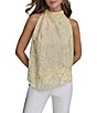 Donna Karan Burnout Pleated Shoulder Sleeveless Halter Top,Specials : American Fashion Style Bags On Sale