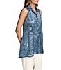 Donna Karan Burnout Sleeveless Button Front Tunic, Color:Tide Navy - Image 3