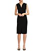 Donna Karan Cady Crepe V-Neck Sleeveless Front Slit Sheath Dress,Specials : American Fashion Style Bags On Sale
