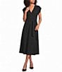 Donna Karan Cap Sleeve A-Line Self-Tie Midi Dress - Image 1