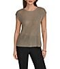 Donna Karan Cap Sleeve Metallic Knit Sweater - Image 1