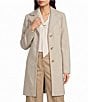 Donna Karan Cashmere Blend Notch Collar Single Breasted Reefer Coat - Image 1