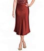 Donna Karan Charmeuse Flat Front Elastic Waist Midi Length Skirt - Image 1