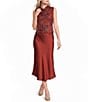 Donna Karan Charmeuse Flat Front Elastic Waist Midi Length Skirt - Image 3