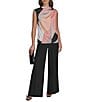 Donna Karan Charmeuse Mock Neck Sleeveless Gathered Shoulder Blouse, Color:Spring Melon - Image 3