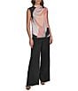 Donna Karan Charmeuse Mock Neck Sleeveless Gathered Shoulder Blouse, Color:Spring Melon - Image 4