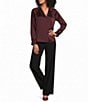 Donna Karan Charmeuse V-Neck Long Sleeve Top - Image 3