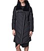 Donna Karan Chevron Pattern High Neck Down Filled Asymmetrical Zip Front Puffer - Image 1