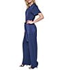 Donna Karan Collared Short Sleeve Button Font Tie Belt Jumpsuit - Image 3