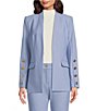 Donna Karan Collarless Button Hardware 1-Button Jacket, Color:Tempest - Image 1