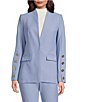 Donna Karan Collarless Button Hardware 1-Button Jacket, Color:Tempest - Image 2