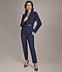 Donna Karan Collarless Gold Bar Hardware Snap Front Jacket, Color:Nightfall - Image 6