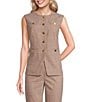 Donna Karan Coordinating Melange Basket Weave Crew Neck Vest - Image 1