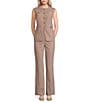 Donna Karan Coordinating Melange Basket Weave Crew Neck Vest - Image 3