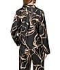 Donna Karan Coordinating Printed Satin Collared Long Sleeve Button Front Top - Image 2