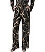 Donna Karan Coordinating Printed Satin Drawstring Wide Leg Pants - Image 1