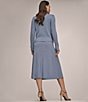 Donna Karan Coordinating Ribbed Wool Blend A-Line Midi Skirt, Color:Tempest - Image 6