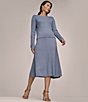 Donna Karan Coordinating Ribbed Wool Blend A-Line Midi Skirt, Color:Tempest - Image 7
